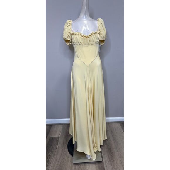 RODARTE Bow-embellished satin-trimmed silk-crepe maxi dress US 4 $2,400 - Picture 5 of 12